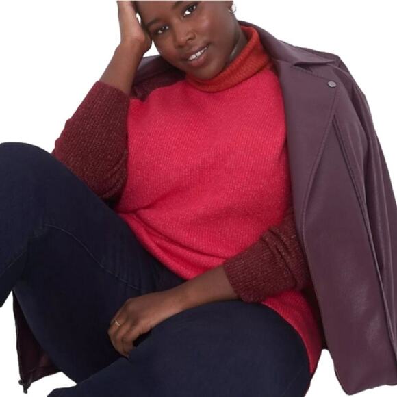 Lane Bryant Classic Turtleneck Colorblock Sweater in Very‎ Berry 22 24 3X New - Picture 7 of 11